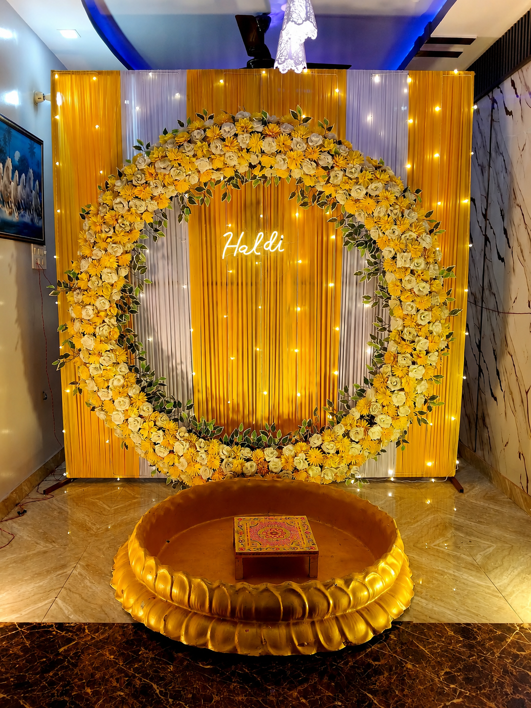 Premium Floral Ring Haldi Decoration